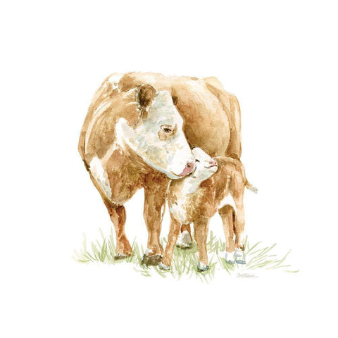 Cow and Calf White Modern Wood Framed Art Print by Robinson, Carol