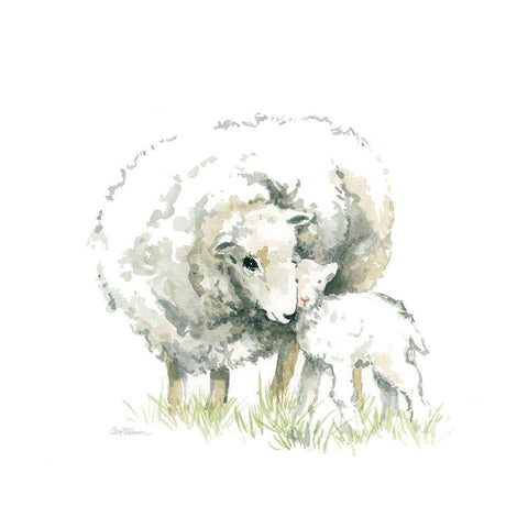 Sheep and Lamb White Modern Wood Framed Art Print by Robinson, Carol