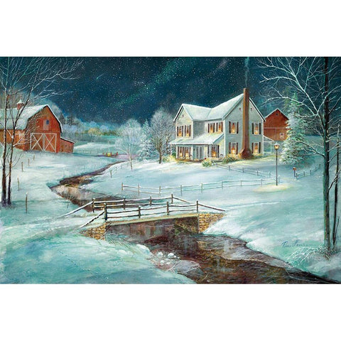 Winter Serenity Gold Ornate Wood Framed Art Print with Double Matting by Manning, Ruane