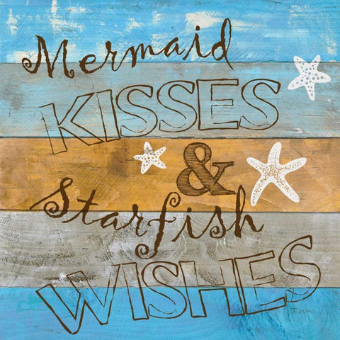 Woodgrain Mermaid White Modern Wood Framed Art Print with Double Matting by Craven, Katrina