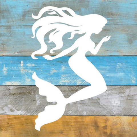 Woodgrain Mermaid Black Modern Wood Framed Art Print by Craven, Katrina