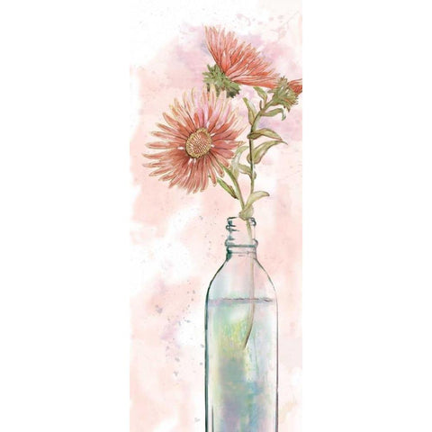 Vintage Bottle Daisy Black Modern Wood Framed Art Print with Double Matting by Nan