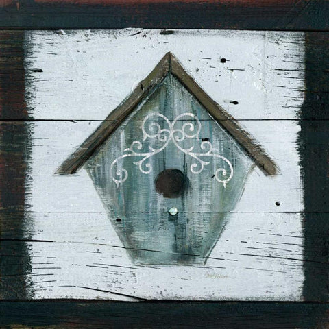 Stained Birdhouse Black Modern Wood Framed Art Print with Double Matting by Robinson, Carol