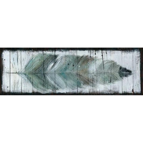 Stained Feather Black Modern Wood Framed Art Print with Double Matting by Robinson, Carol