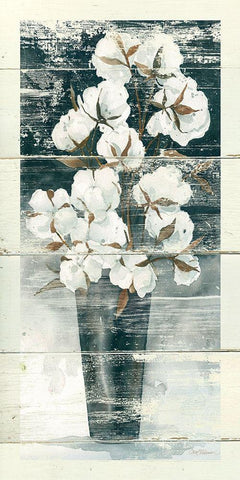 Country Cotton White Modern Wood Framed Art Print with Double Matting by Robinson, Carol