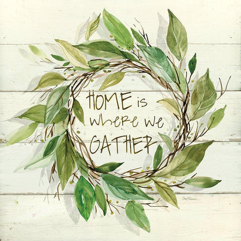 We Gather Bayleaf White Modern Wood Framed Art Print by Robinson, Carol