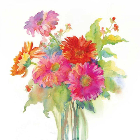 Mixed Bouquet White Modern Wood Framed Art Print by Troise Heidel, Theresa
