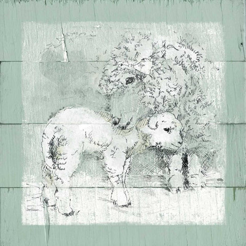 Gentle Lamb II Black Modern Wood Framed Art Print with Double Matting by Robinson, Carol