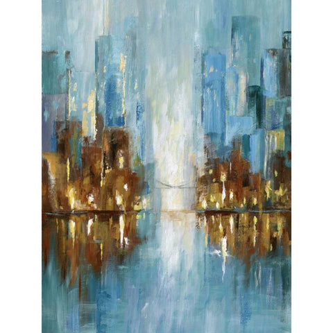 City Lights Gold Ornate Wood Framed Art Print with Double Matting by Nan