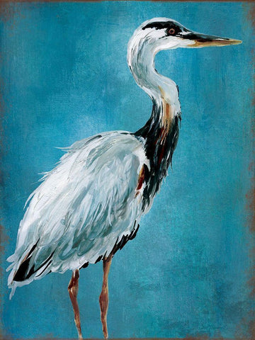 Great Blue Heron I White Modern Wood Framed Art Print with Double Matting by Robinson, Carol