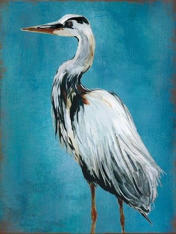 Great Blue Heron White Modern Wood Framed Art Print with Double Matting by Robinson, Carol