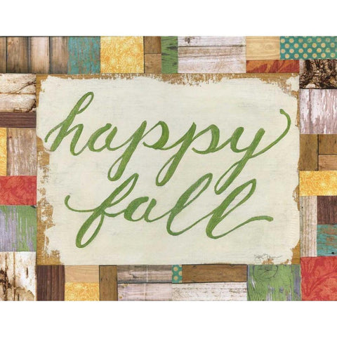 Happy Fall White Modern Wood Framed Art Print by Tava Studios