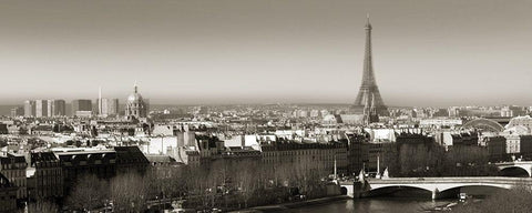 Paris View White Modern Wood Framed Art Print with Double Matting by Delimont, Danita