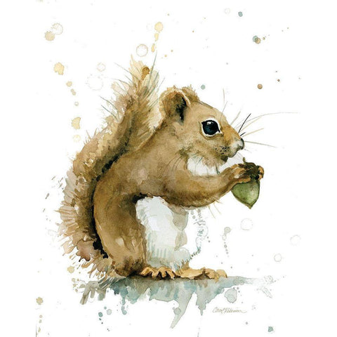 Harvest Squirrel White Modern Wood Framed Art Print by Robinson, Carol