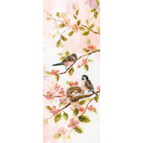 Blushing Birds II Gold Ornate Wood Framed Art Print with Double Matting by Nan