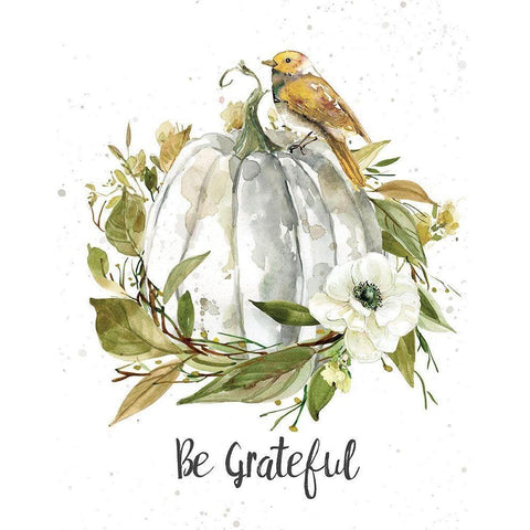 Be Grateful White Modern Wood Framed Art Print by Robinson, Carol