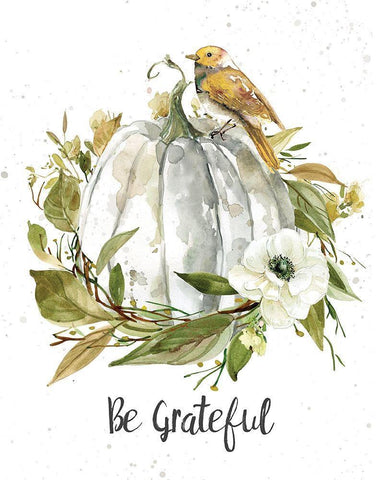 Be Grateful White Modern Wood Framed Art Print with Double Matting by Robinson, Carol