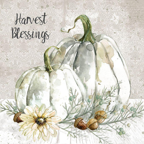 Harvest Blessings White Modern Wood Framed Art Print with Double Matting by Robinson, Carol