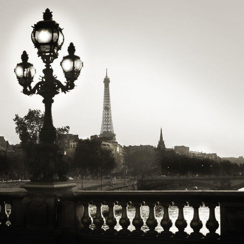Parisian Evening Black Modern Wood Framed Art Print with Double Matting by Delimont, Danita