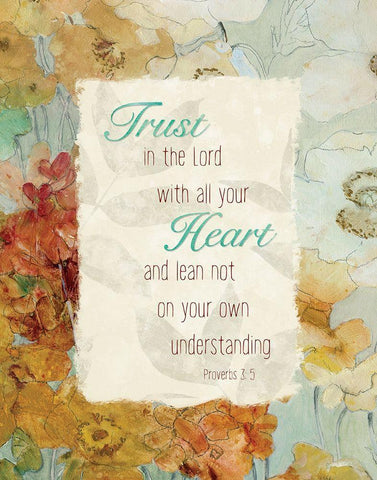 Proverbs 3:5 Black Ornate Wood Framed Art Print with Double Matting by Robinson, Carol