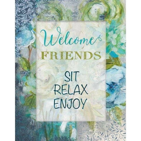 Welcome Blessing I Black Modern Wood Framed Art Print with Double Matting by Robinson, Carol