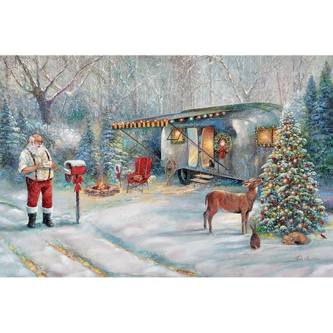 Santas Hideaway Black Modern Wood Framed Art Print with Double Matting by Manning, Ruane