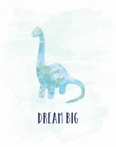 Dream Big Dino White Modern Wood Framed Art Print with Double Matting by Murray, Amanda