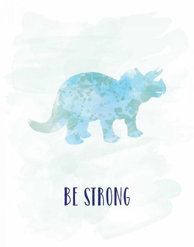Be Strong Dino White Modern Wood Framed Art Print with Double Matting by Murray, Amanda