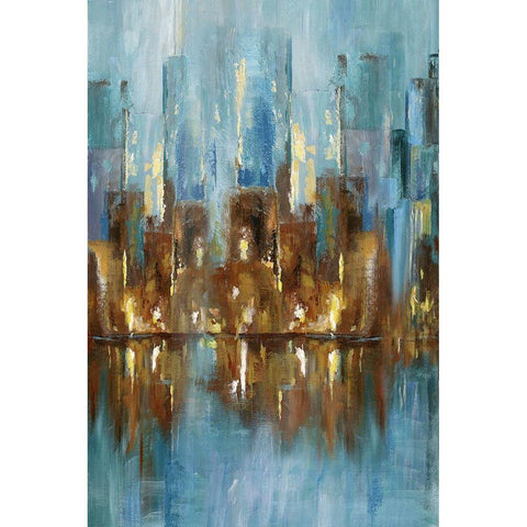 City Night White Modern Wood Framed Art Print by Nan