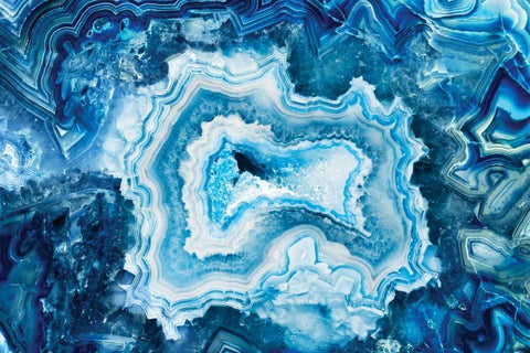 Indigo Agate II White Modern Wood Framed Art Print with Double Matting by Delimont, Danita