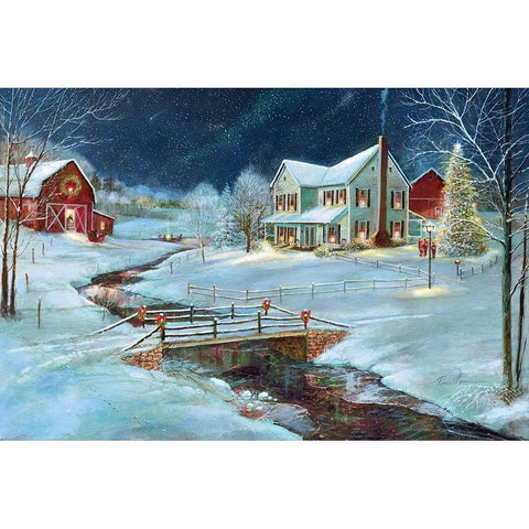 Christmas on the Farm Black Modern Wood Framed Art Print with Double Matting by Manning, Ruane