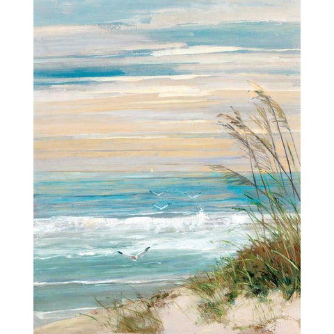 Beach At Dusk Black Modern Wood Framed Art Print by Swatland, Sally