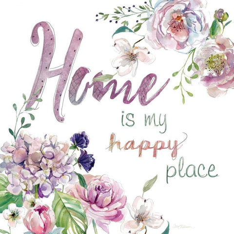 Home Is My Happy White Modern Wood Framed Art Print by Robinson, Carol