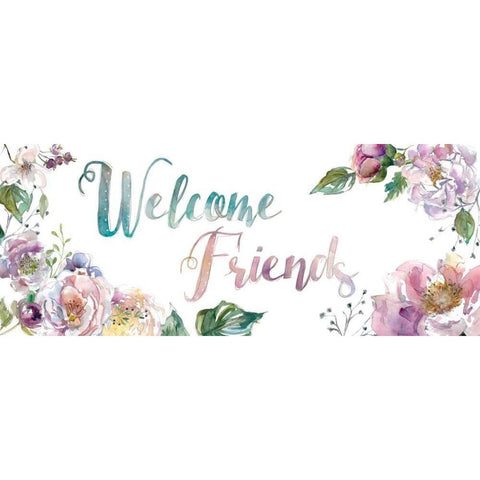 Welcome Friends White Modern Wood Framed Art Print by Robinson, Carol