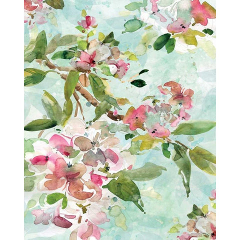 Spring Blossoms I Black Modern Wood Framed Art Print with Double Matting by Robinson, Carol