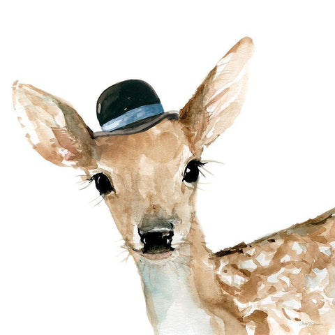 Cute Critter Deer Black Modern Wood Framed Art Print with Double Matting by Robinson, Carol