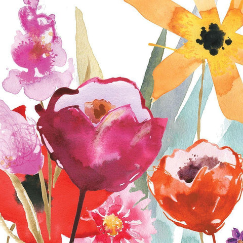 Spontaneous Blooms I White Modern Wood Framed Art Print by Brown, Erin