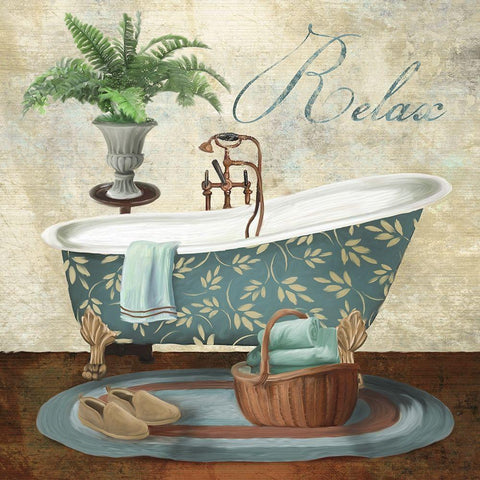 Bath Relax Gold Ornate Wood Framed Art Print with Double Matting by Knutsen, Conrad