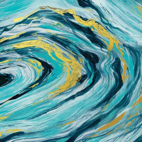 Teal Agate Gold Black Modern Wood Framed Art Print with Double Matting by Robinson, Carol