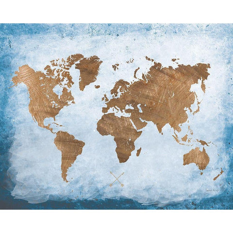 Washy World Map Black Modern Wood Framed Art Print with Double Matting by Murray, Amanda