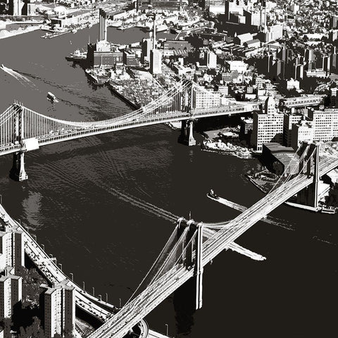 Aerial Manhattan Black Modern Wood Framed Art Print with Double Matting by Delimont, Danita