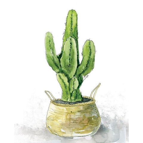 Tall Cactus White Modern Wood Framed Art Print by Robinson, Carol