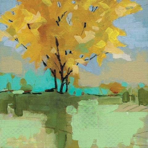 Bright Pasture Black Modern Wood Framed Art Print with Double Matting by Robinson, Carol