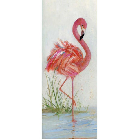 Flamingo I White Modern Wood Framed Art Print by Swatland, Sally