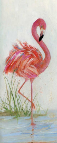 Flamingo I White Modern Wood Framed Art Print with Double Matting by Swatland, Sally