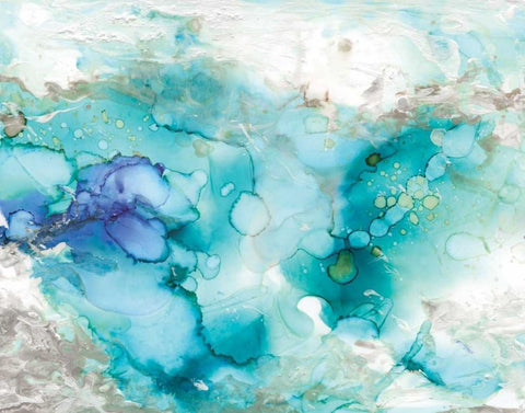 Teal Marble White Modern Wood Framed Art Print with Double Matting by Robinson, Carol