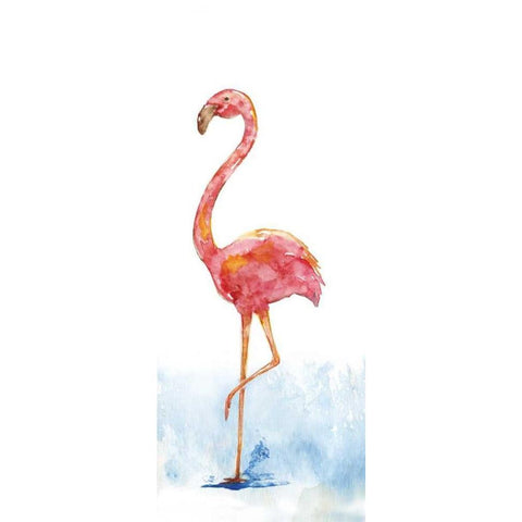 Flamingo Splash II Black Modern Wood Framed Art Print by Nan