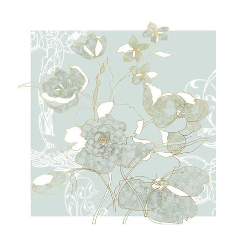 Filigree Floral II White Modern Wood Framed Art Print with Double Matting by Robinson, Carol