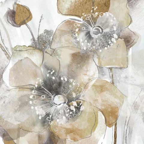 Taupe Spring Poppy Black Modern Wood Framed Art Print by Donovan, Maria