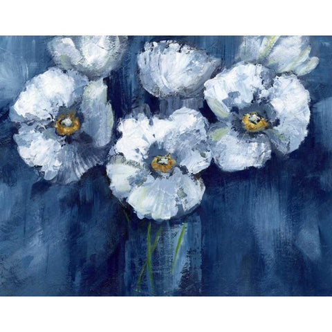 Blooming Poppies Black Modern Wood Framed Art Print with Double Matting by Nan